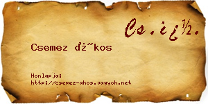 Csemez Ákos névjegykártya